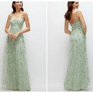 Dessy Collection Women's Dress Shirred 3D Sequin Embroidery Green Celadon Green